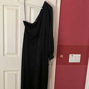 Express Black Long Sleeve One-Shoulder Dressing